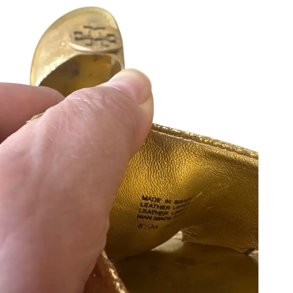Tory Burch Aerin Metallic Gold Kitten Heel Slides 8.5